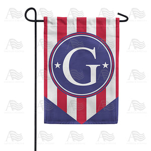 Red, White And Blue Emblem Monogram Double Sided Garden Flag