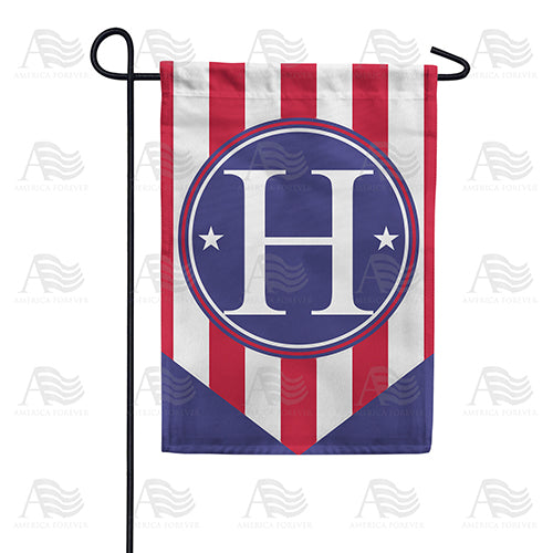 Red, White And Blue Emblem Monogram Double Sided Garden Flag