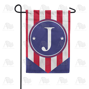Red, White And Blue Emblem Monogram Double Sided Garden Flag