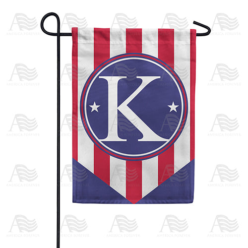 Red, White And Blue Emblem Monogram Double Sided Garden Flag