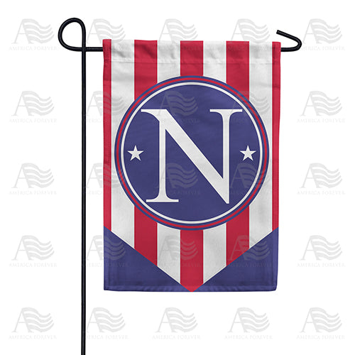 Red, White And Blue Emblem Monogram Double Sided Garden Flag