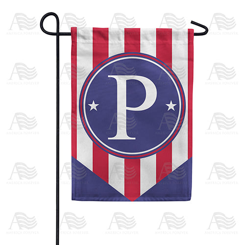 Red, White And Blue Emblem Monogram Double Sided Garden Flag