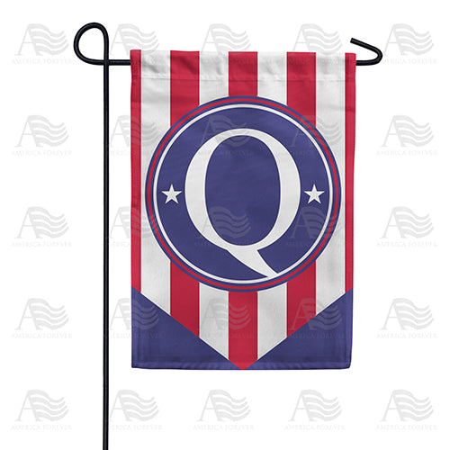 Red, White And Blue Emblem Monogram Double Sided Garden Flag