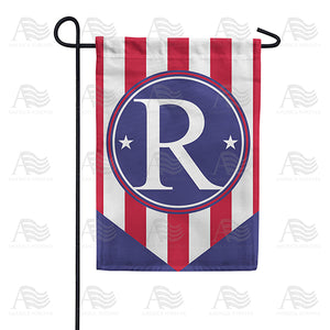 Red, White And Blue Emblem Monogram Double Sided Garden Flag