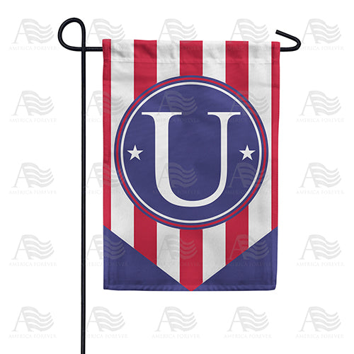 Red, White And Blue Emblem Monogram Double Sided Garden Flag