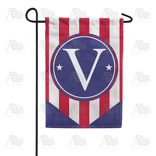 Red, White And Blue Emblem Monogram Double Sided Garden Flag