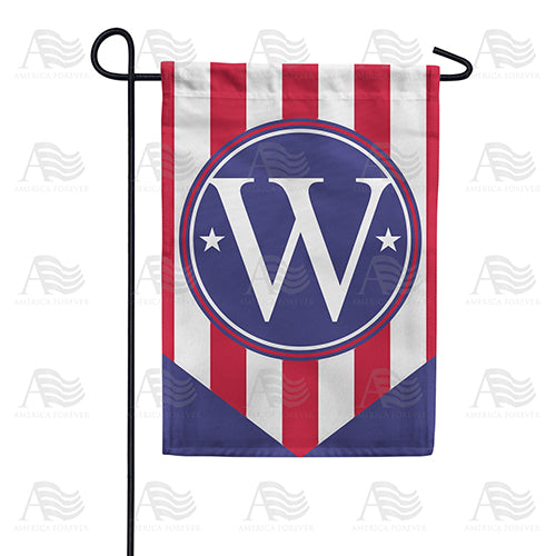 Red, White And Blue Emblem Monogram Double Sided Garden Flag