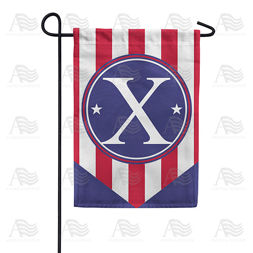 Red, White And Blue Emblem Monogram Double Sided Garden Flag