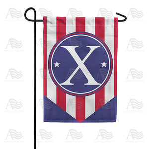 Red, White And Blue Emblem Monogram Double Sided Garden Flag