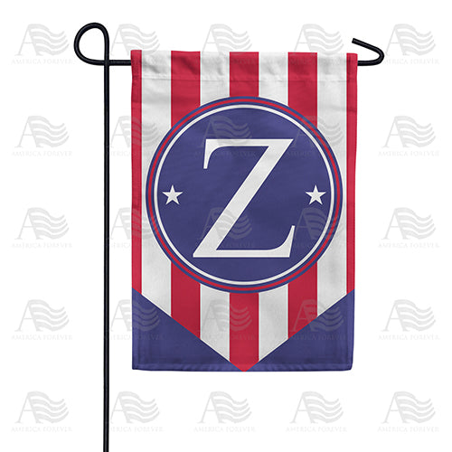 Red, White And Blue Emblem Monogram Double Sided Garden Flag