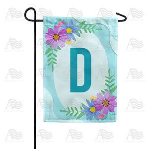 Cosmos On Blue Wood Monogram Double Sided Garden Flag