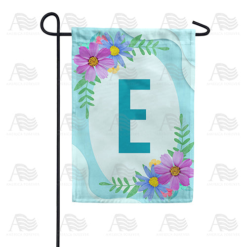Cosmos On Blue Wood Monogram Double Sided Garden Flag