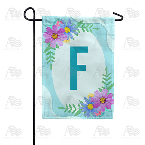 Cosmos On Blue Wood Monogram Double Sided Garden Flag