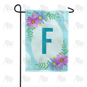Cosmos On Blue Wood Monogram Double Sided Garden Flag