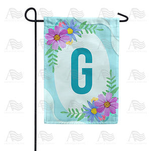 Cosmos On Blue Wood Monogram Double Sided Garden Flag
