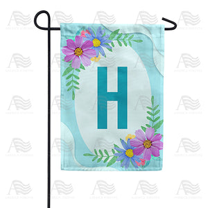 Cosmos On Blue Wood Monogram Double Sided Garden Flag