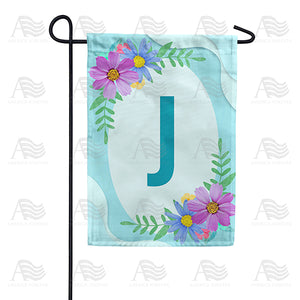 Cosmos On Blue Wood Monogram Double Sided Garden Flag