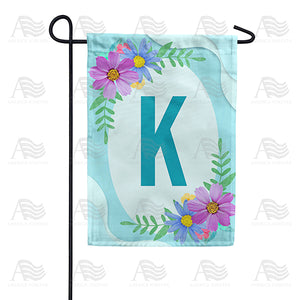 Cosmos On Blue Wood Monogram Double Sided Garden Flag