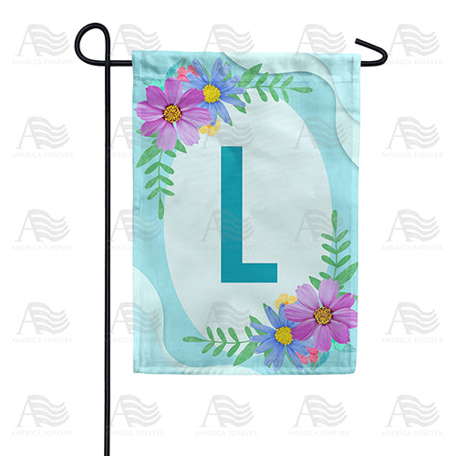 Cosmos On Blue Wood Monogram Double Sided Garden Flag