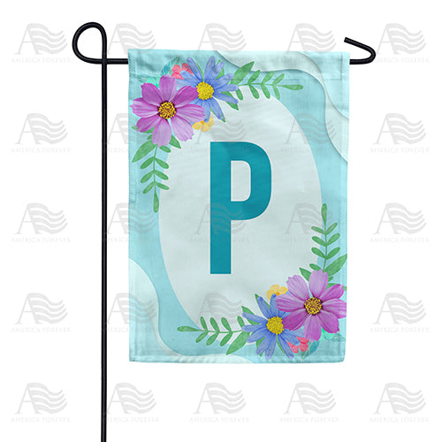 Cosmos On Blue Wood Monogram Double Sided Garden Flag