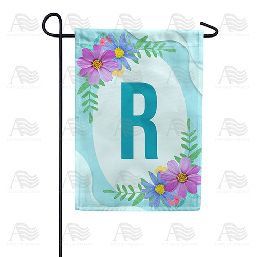Cosmos On Blue Wood Monogram Double Sided Garden Flag
