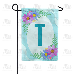 Cosmos On Blue Wood Monogram Double Sided Garden Flag