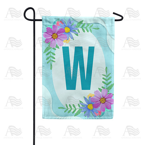 Cosmos On Blue Wood Monogram Double Sided Garden Flag