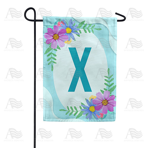 Cosmos On Blue Wood Monogram Double Sided Garden Flag