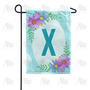 Cosmos On Blue Wood Monogram Double Sided Garden Flag