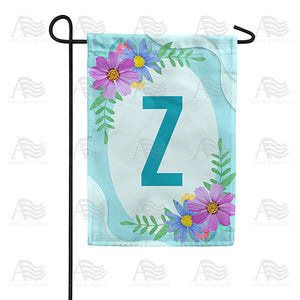 Cosmos On Blue Wood Monogram Double Sided Garden Flag