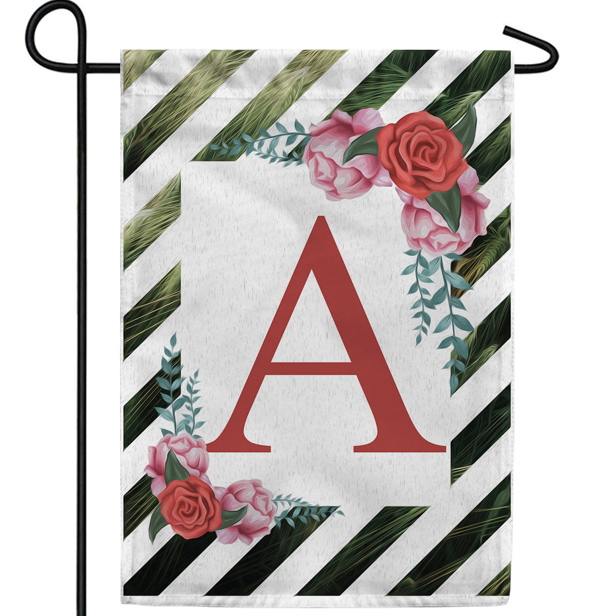 White Lattice Monogram Double Sided Garden Flag