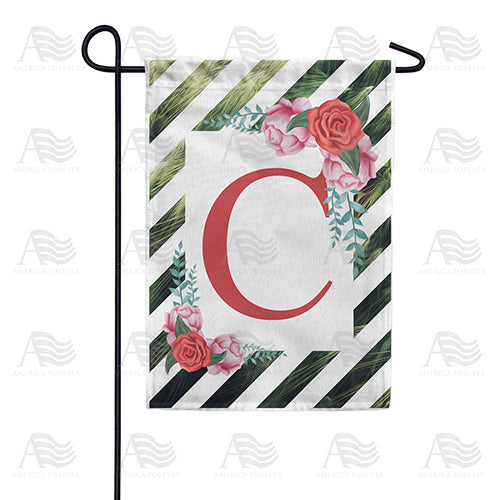 White Lattice Monogram Double Sided Garden Flag