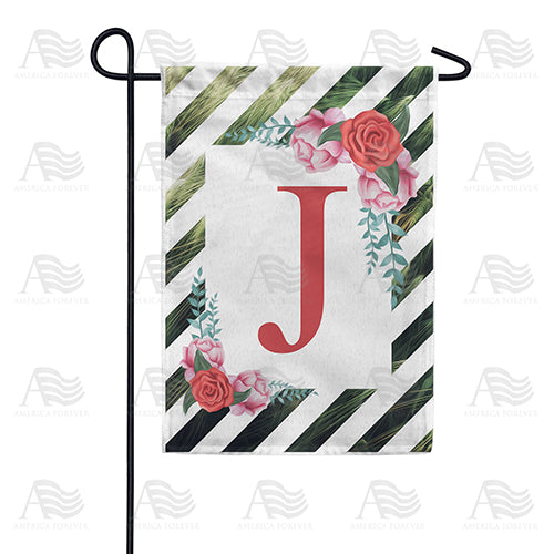 White Lattice Monogram Double Sided Garden Flag