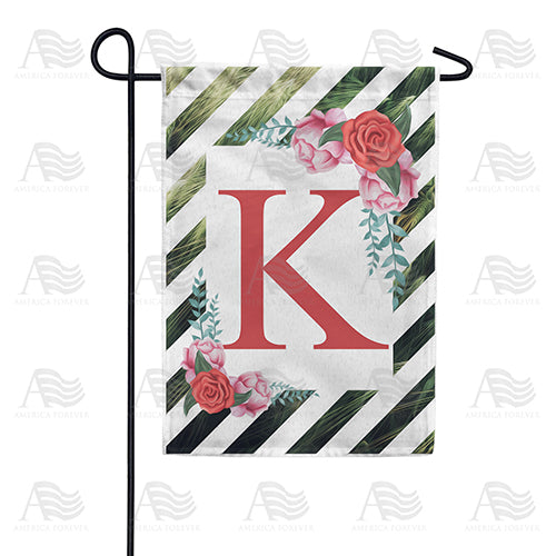 White Lattice Monogram Double Sided Garden Flag