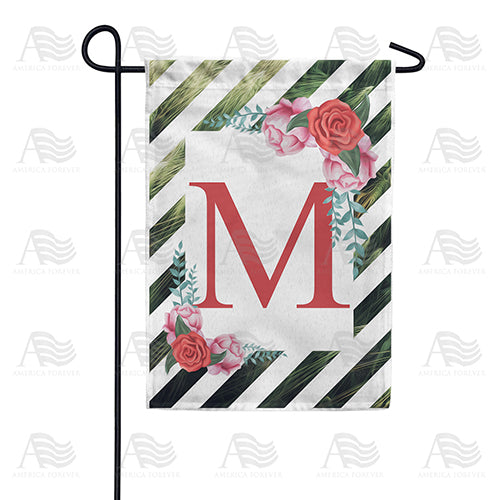White Lattice Monogram Double Sided Garden Flag