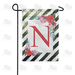 White Lattice Monogram Double Sided Garden Flag