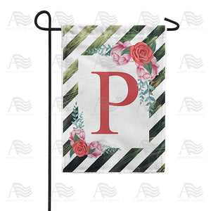 White Lattice Monogram Double Sided Garden Flag