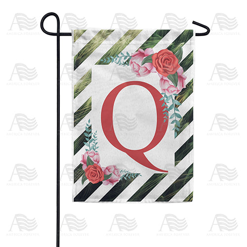 White Lattice Monogram Double Sided Garden Flag