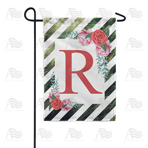 White Lattice Monogram Double Sided Garden Flag