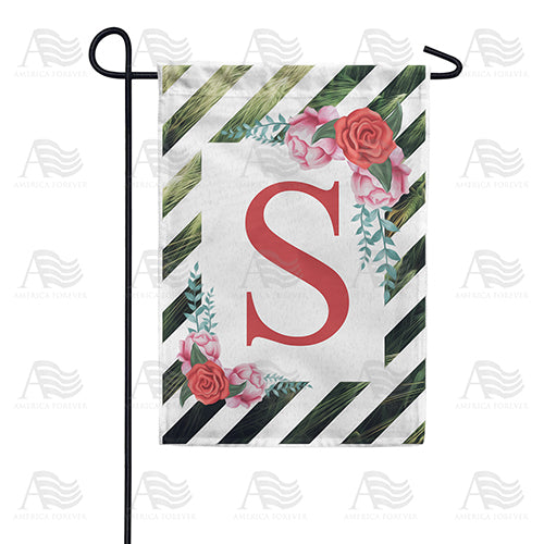 White Lattice Monogram Double Sided Garden Flag