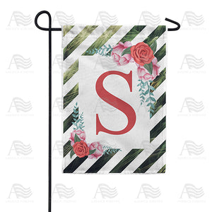 White Lattice Monogram Double Sided Garden Flag