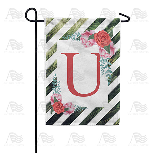 White Lattice Monogram Double Sided Garden Flag