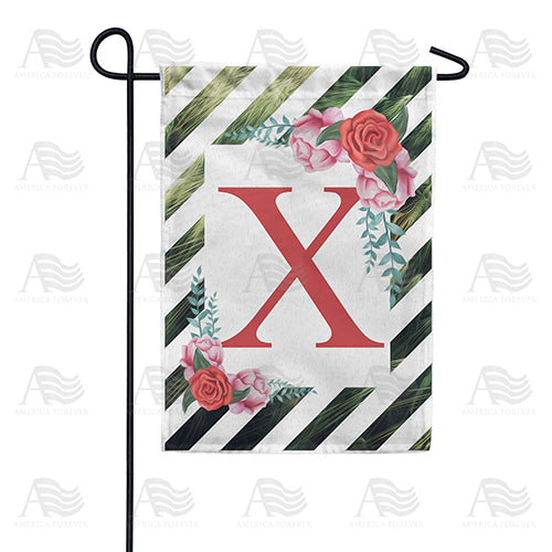 White Lattice Monogram Double Sided Garden Flag