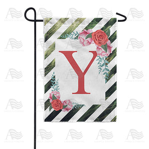 White Lattice Monogram Double Sided Garden Flag