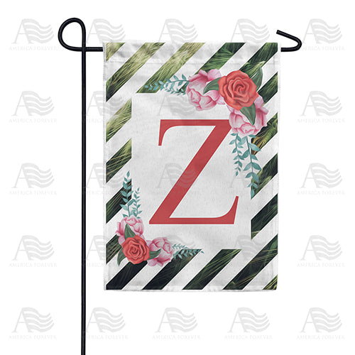 White Lattice Monogram Double Sided Garden Flag