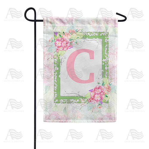 Watercolor Hydrangeas Monogram Double Sided Garden Flag