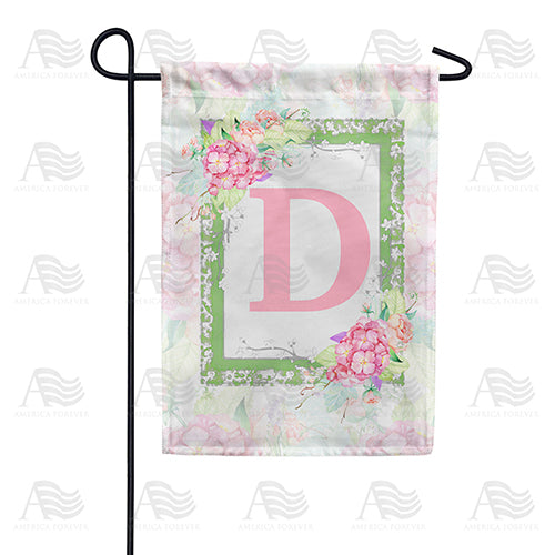 Watercolor Hydrangeas Monogram Double Sided Garden Flag