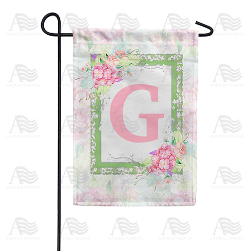 Watercolor Hydrangeas Monogram Double Sided Garden Flag