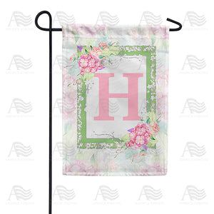 Watercolor Hydrangeas Monogram Double Sided Garden Flag
