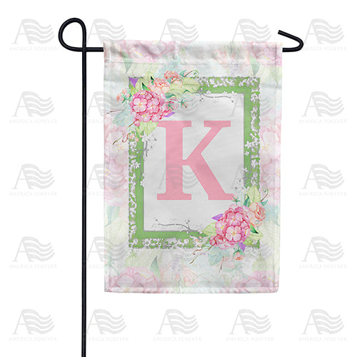 Watercolor Hydrangeas Monogram Double Sided Garden Flag